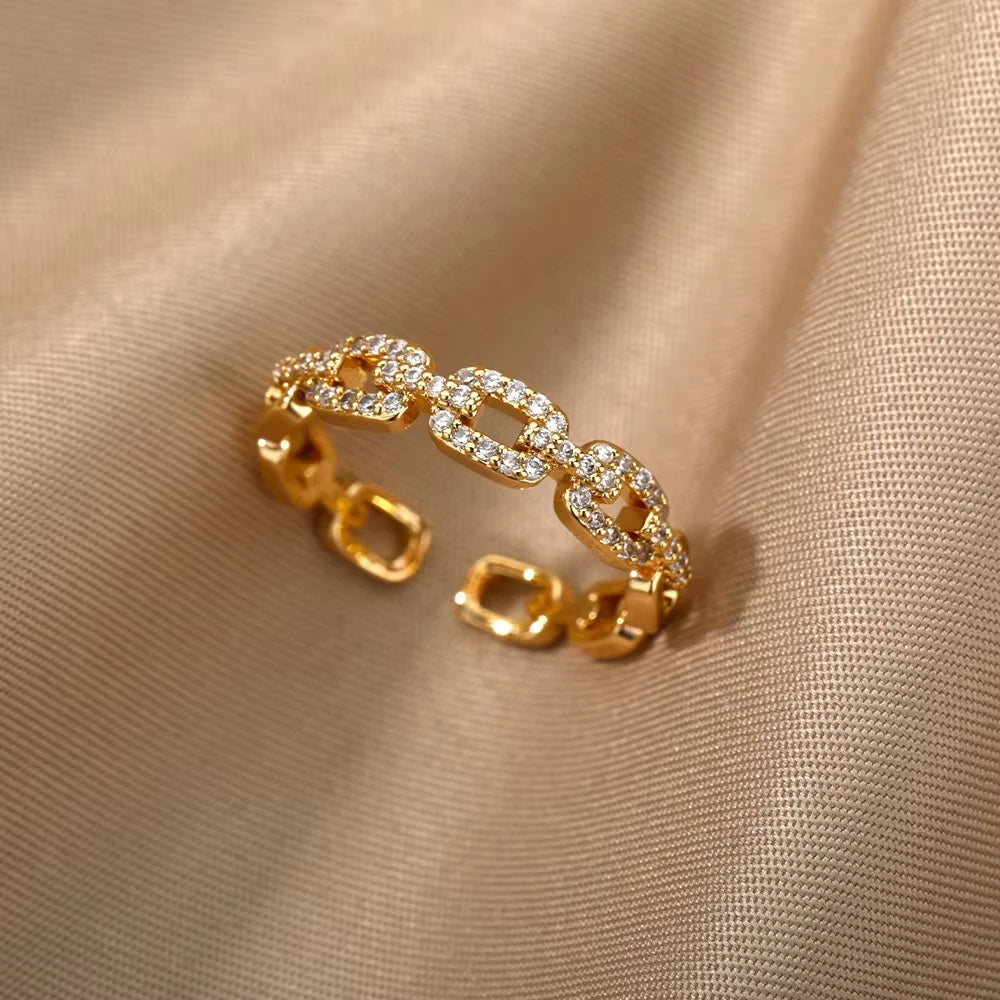 Luxury Zircon Rings Twirly Threads