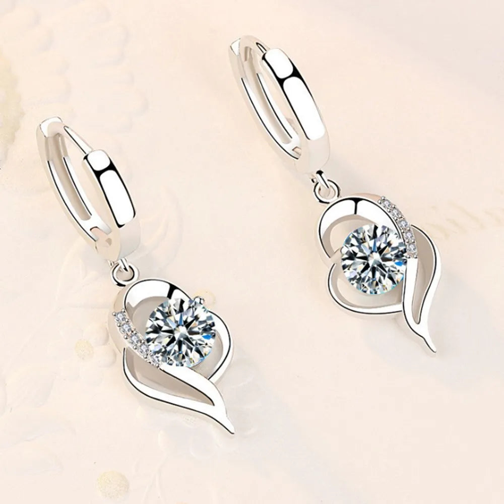 Sterling Silver Blue Pink White Purple Crystal Zircon Earrings Twirly Threads