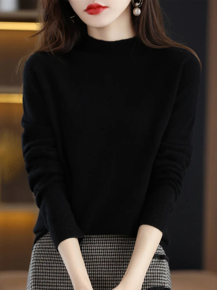 Winter Solid Mock-neck Pullover Sweater Twirly Threads