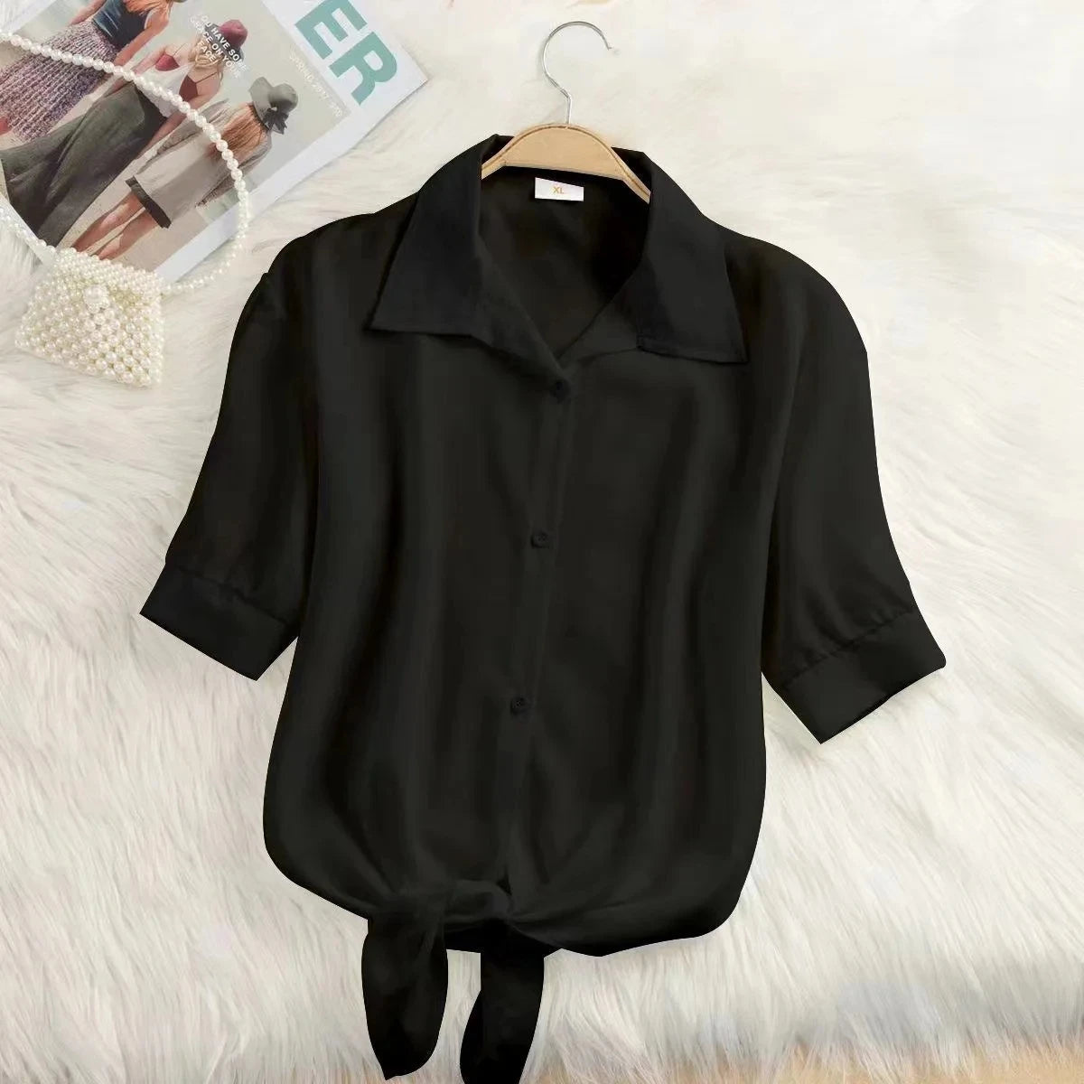 Chiffon Blouse Short Sleeve Casual Shirt Twirly Threads