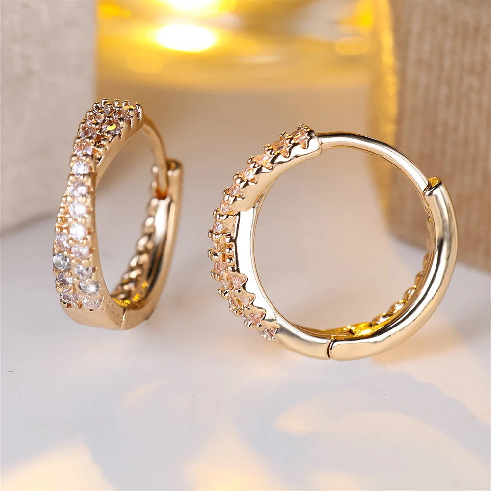 Stone Crossed Hoop Earrings Twirly Threads