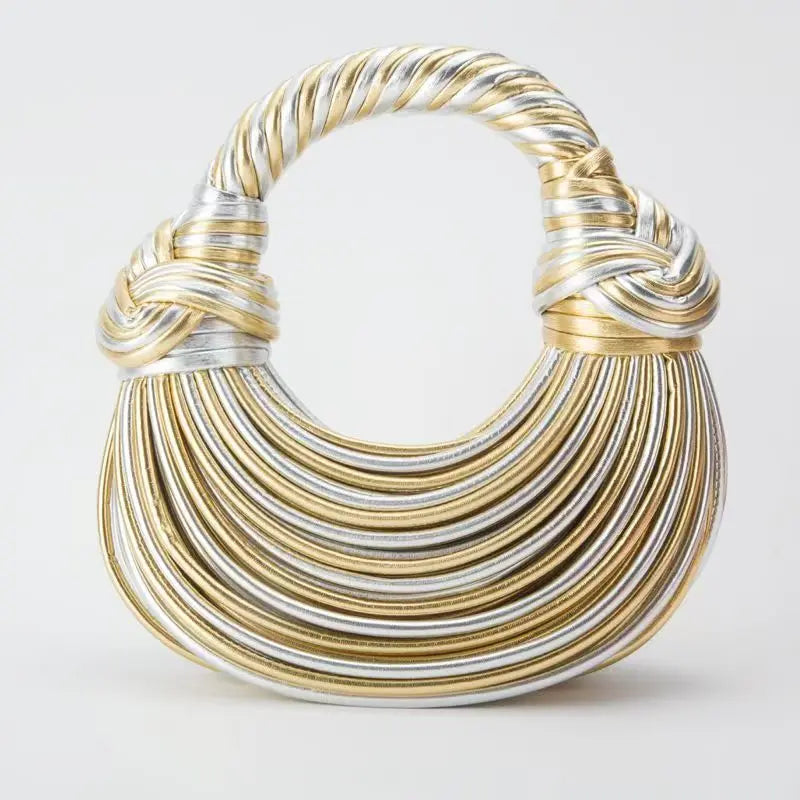 Gold Luxury Handwoven Noodle Bags Twirly Threads