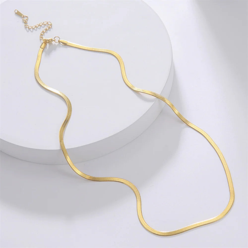Stainless Steel Snake Chain Necklace Twirly Threads