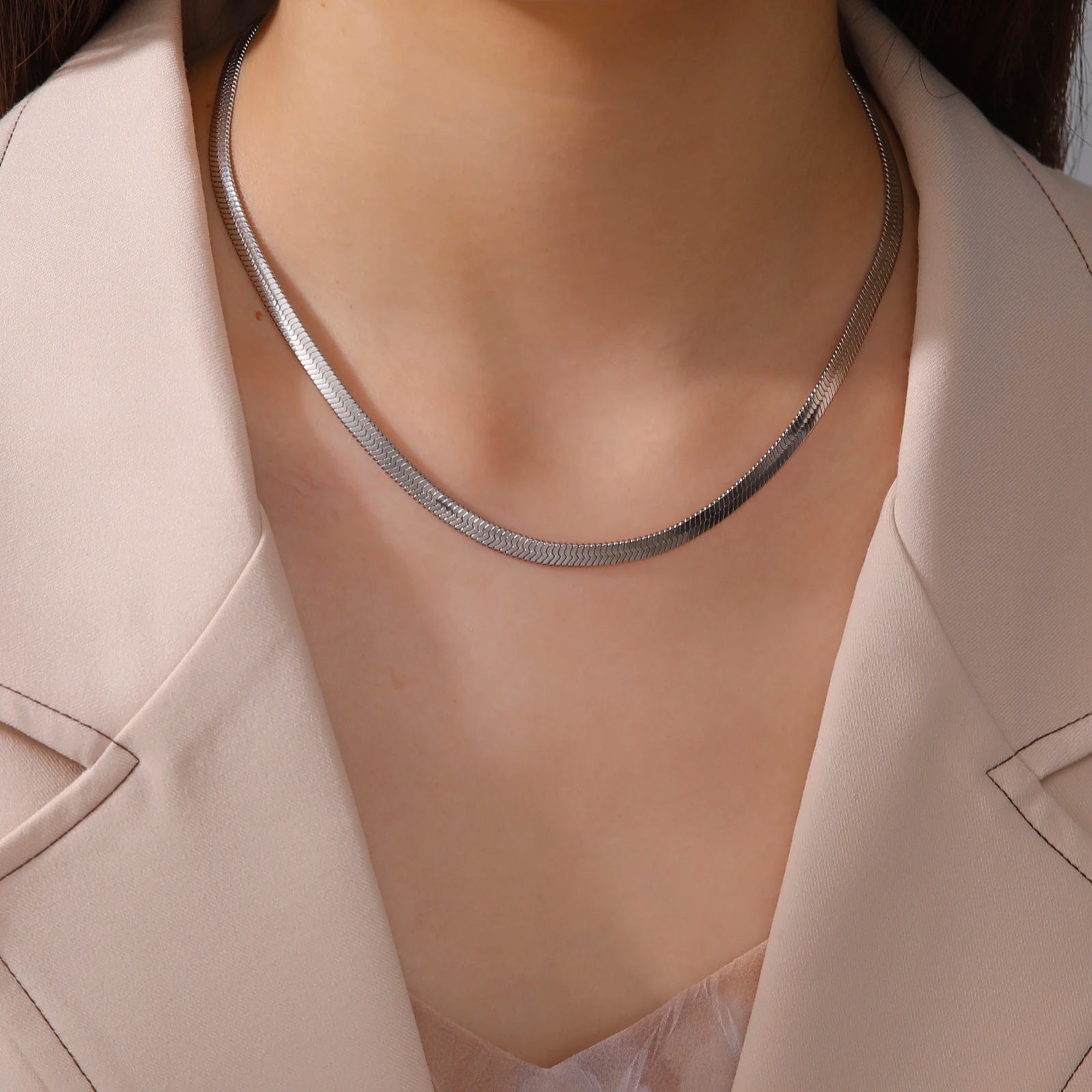 Stainless Steel Snake Chain Necklace Twirly Threads