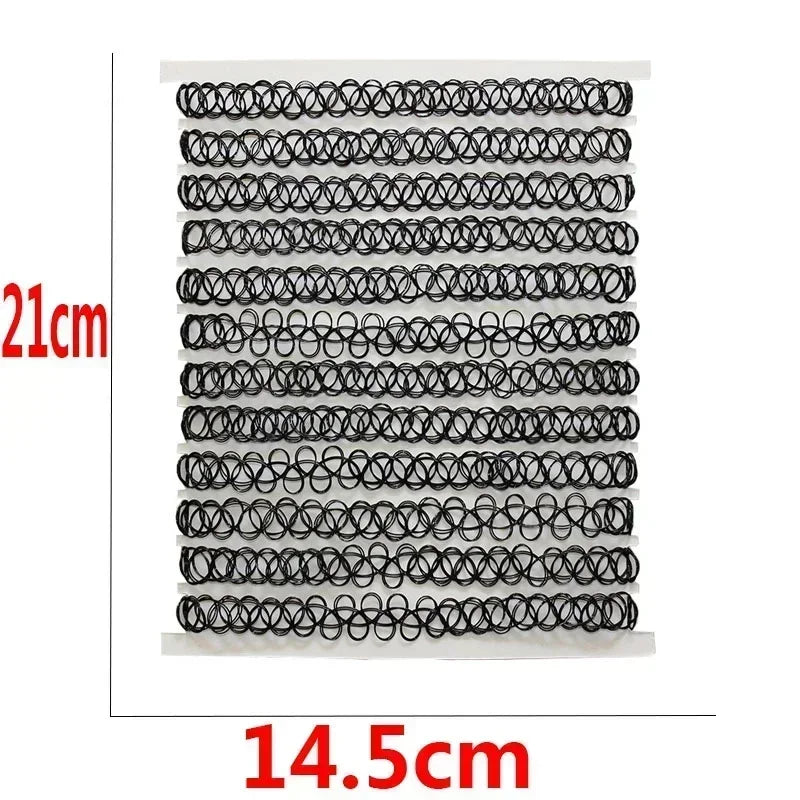 12 Pieces Set Gothic Punk Elastic Hollow Chocker Twirly Theads
