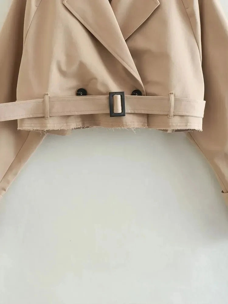 Belt Cropped Trench Spring Jacket Vintage Twirly Threads