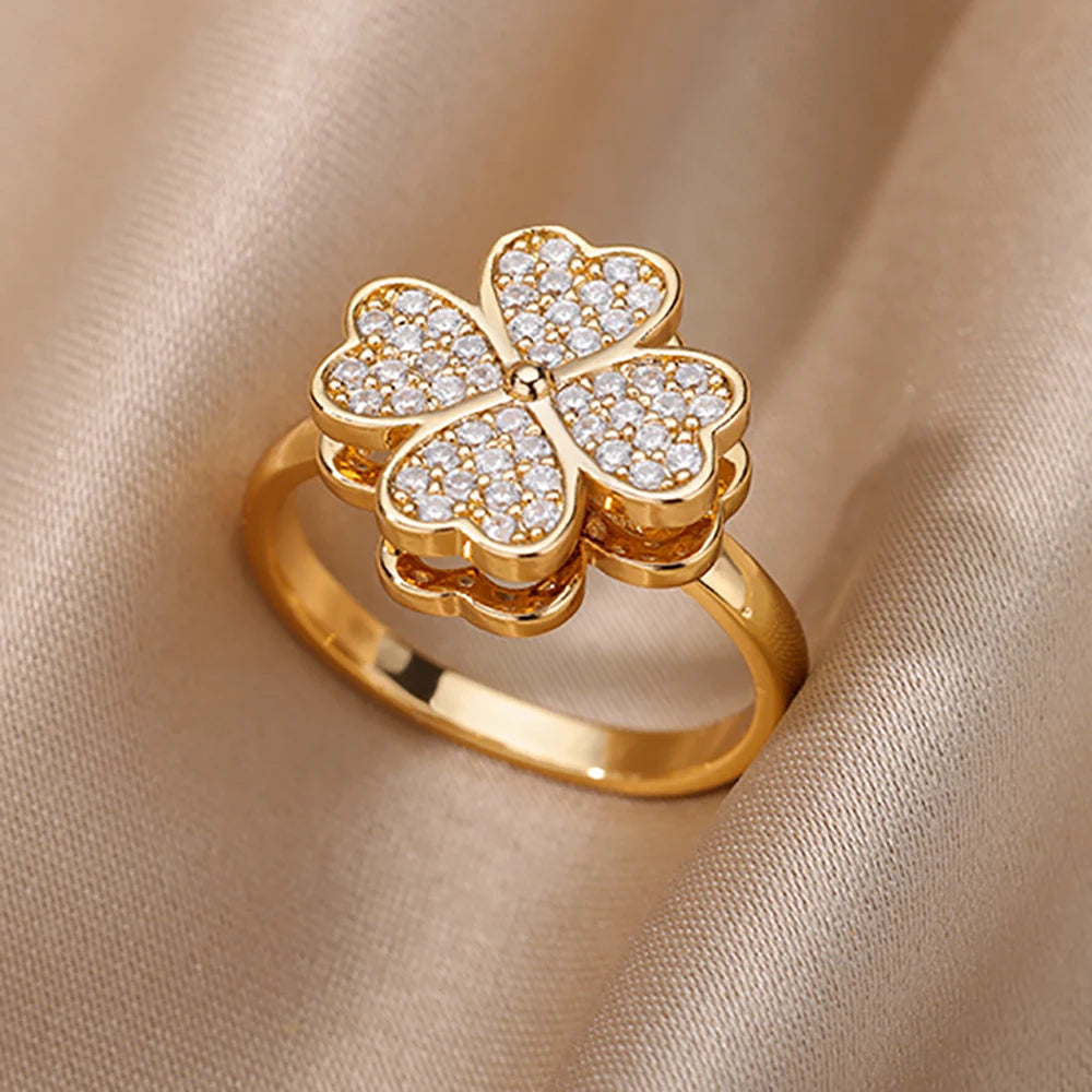 Luxury Zircon Rings Twirly Threads
