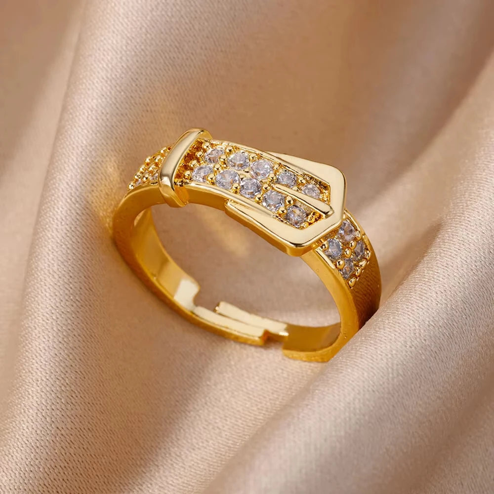 Luxury Zircon Rings Twirly Threads