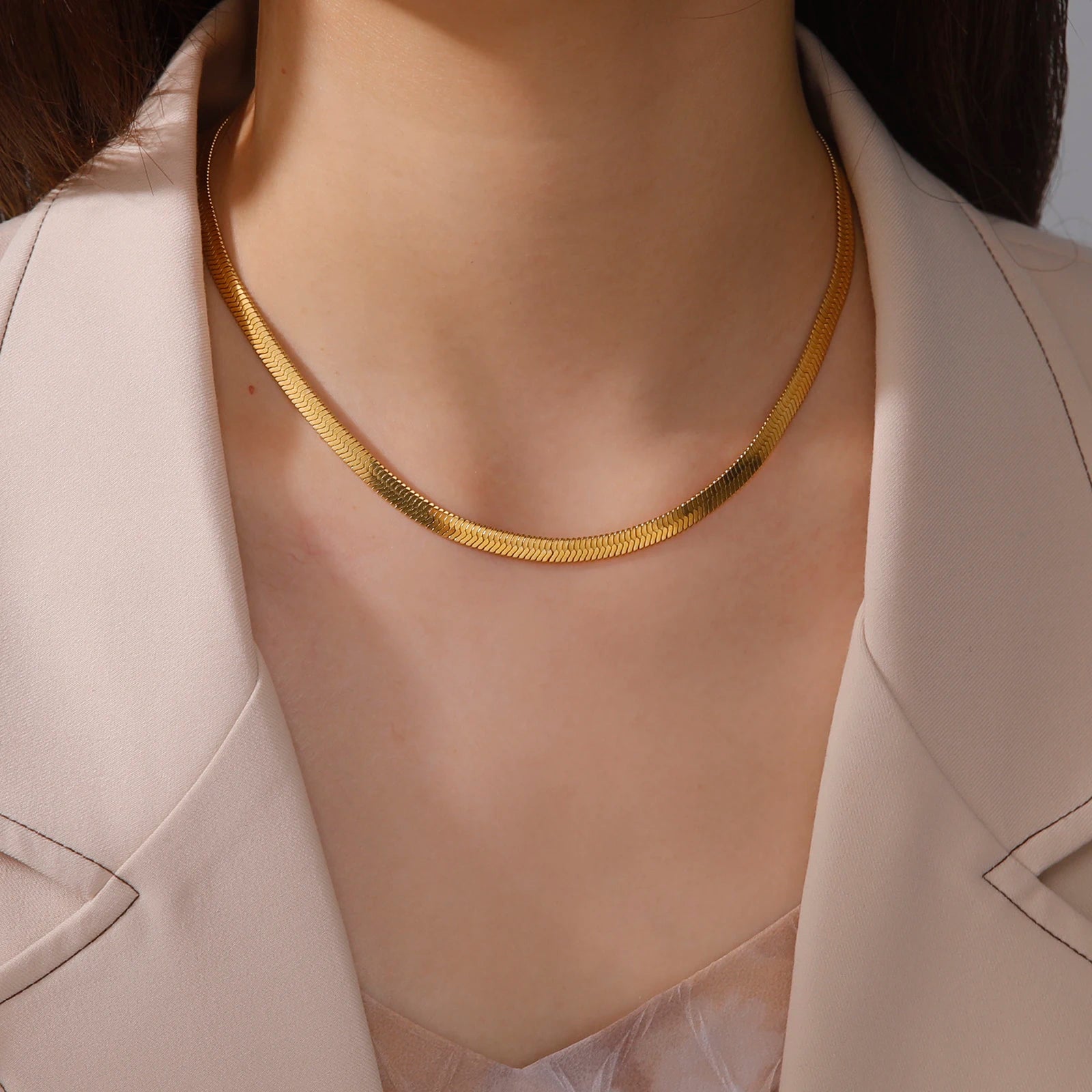 Stainless Steel Snake Chain Necklace Twirly Threads