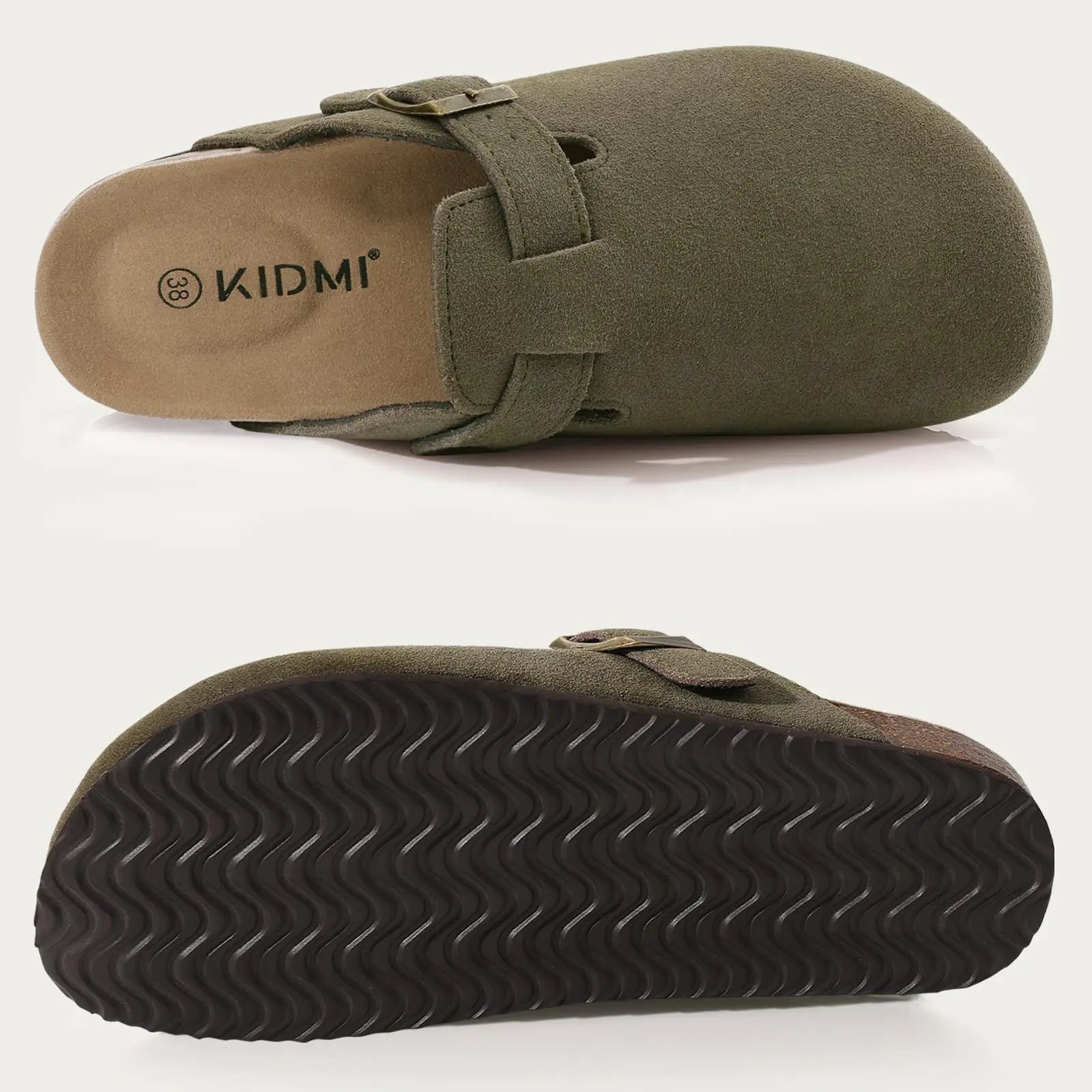 Suede Clogs for Women Men Mules Cork Footbed Sandals Twirly Threads