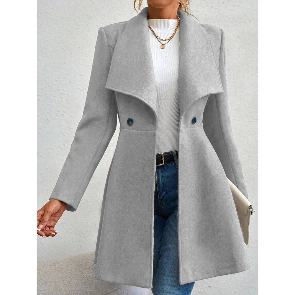Winter Solid Color Long Sleeve Lapel Twirly Threads