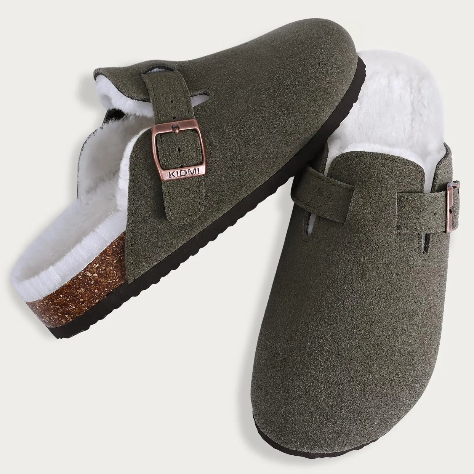 Suede Clogs for Women Men Mules Cork Footbed Sandals Twirly Threads