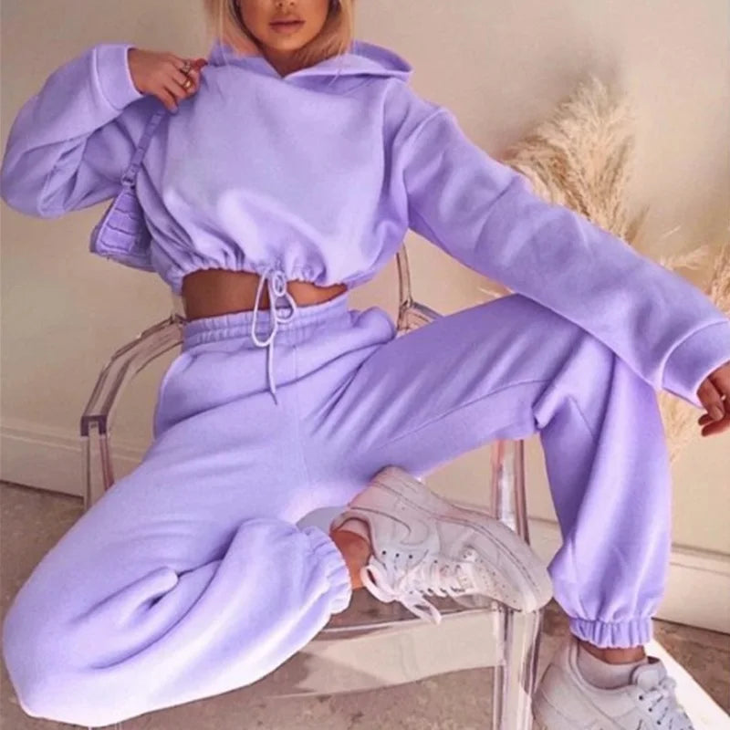 Long-sleeved Sports Casual Suit Waist Two-piece Set Twirly Threads
