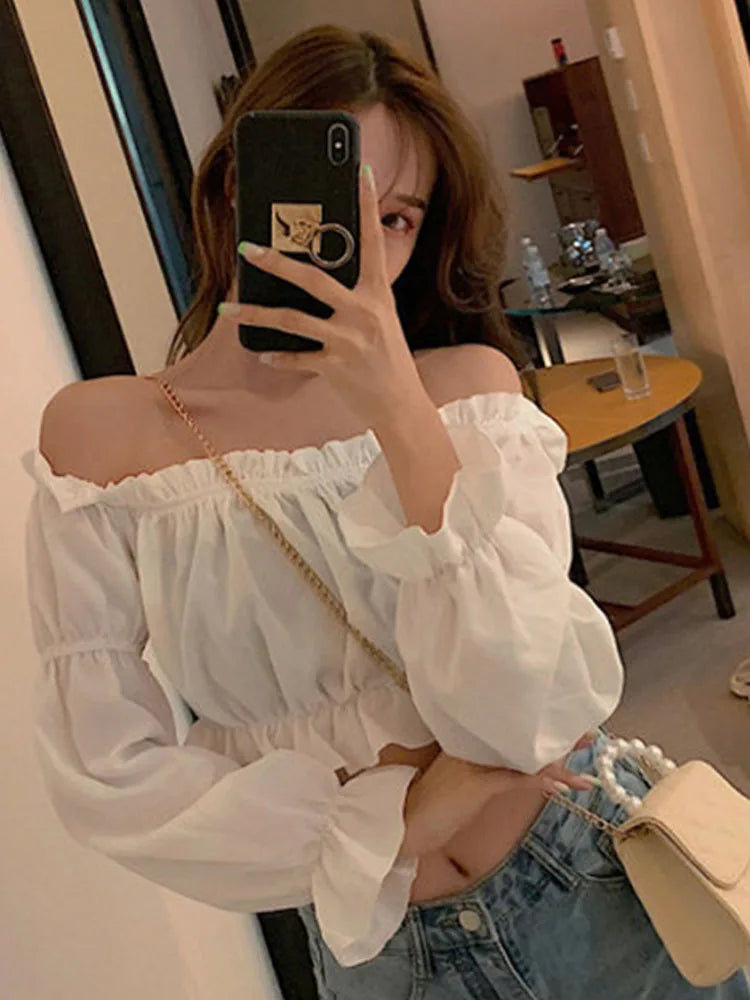 Blouse Off Shoulder Ruffle Top Twirly Threads